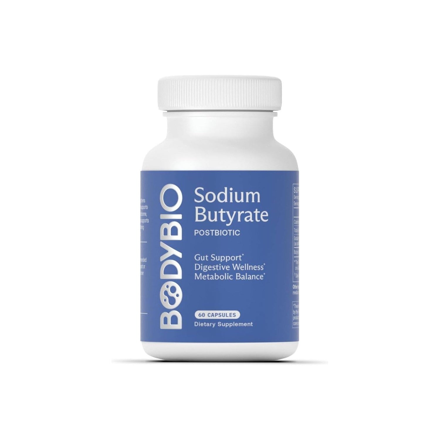 Buy now BodyBio Butyrate - Postbiotic for Gut Health, Digestive Support, Bloat, Gas & Constipation Relief, Leaky Gut Repair - Sodium + Butyric Acid Supplement for GI Wellness 60 Count (Pack of 1) at indiglob india