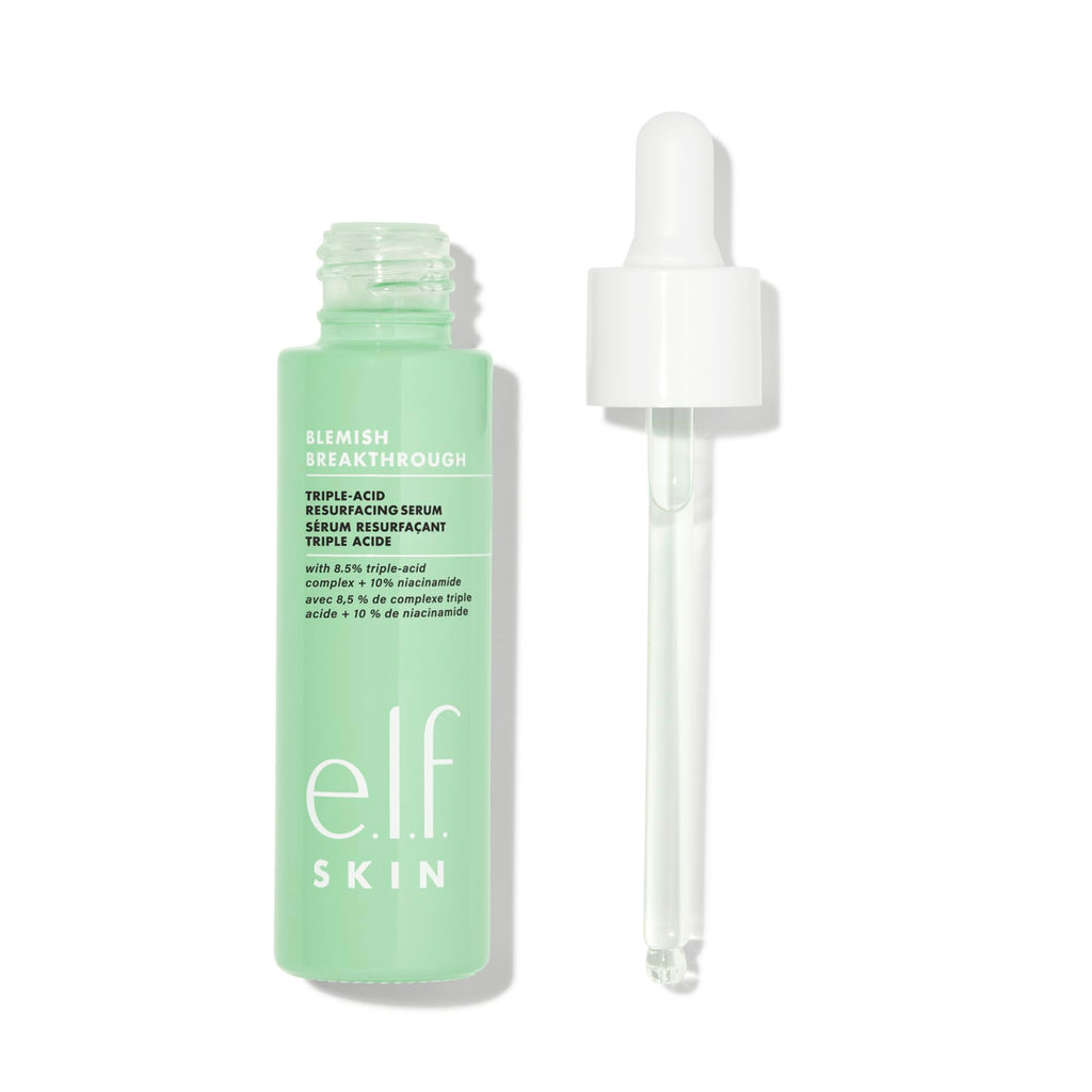 Buy now e.l.f. SKIN Blemish Breakthrough Triple-Acid Resurfacing Serum, Hydrating Night Serum For Fighting Blemishes, Helps Improve Skin Tone & Texture at indiglob india