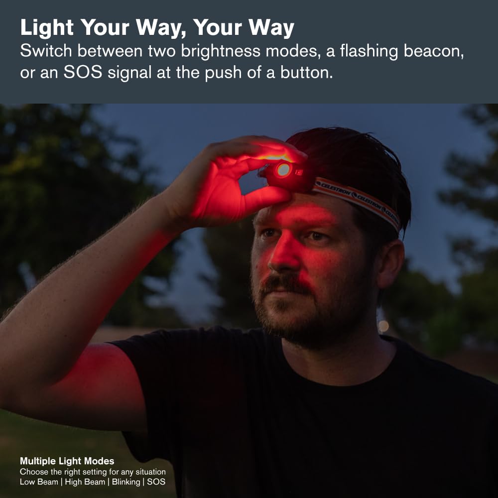 Celestron Night Vision Red LED Headlamp for Astronomy and Camping