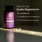 Qualia Magnesium Supplement with Glycinate, 10 Forms and 70+ Minerals | Magnesium complex for women & men with citrate & taurate, for sleep & muscle recovery; clinically studied, high absorption