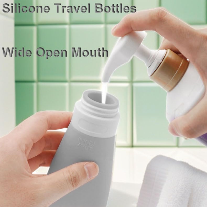 Buy now Silicone Travel Bottles, Leak Proof Squeezable Refillable Travel Accessories Toiletries Containers Travel Size Cosmetic Tube for Shampoo Lotion Soap Liquids (2oz Grey/blue/white/green) at indiglob india
