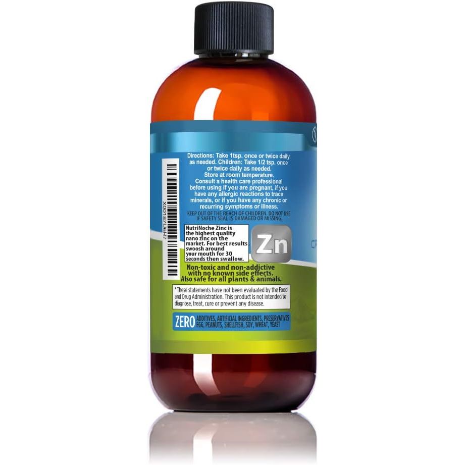 Buy now Liquid Zinc Supplement by Nutrinoche: Organic Liquid Drops - Ionic Zinc and Picolinate Alternative - 99.99% Ultra Pure Crystalline Nano Particles - for Adults and Children - (8 oz) at indiglob india