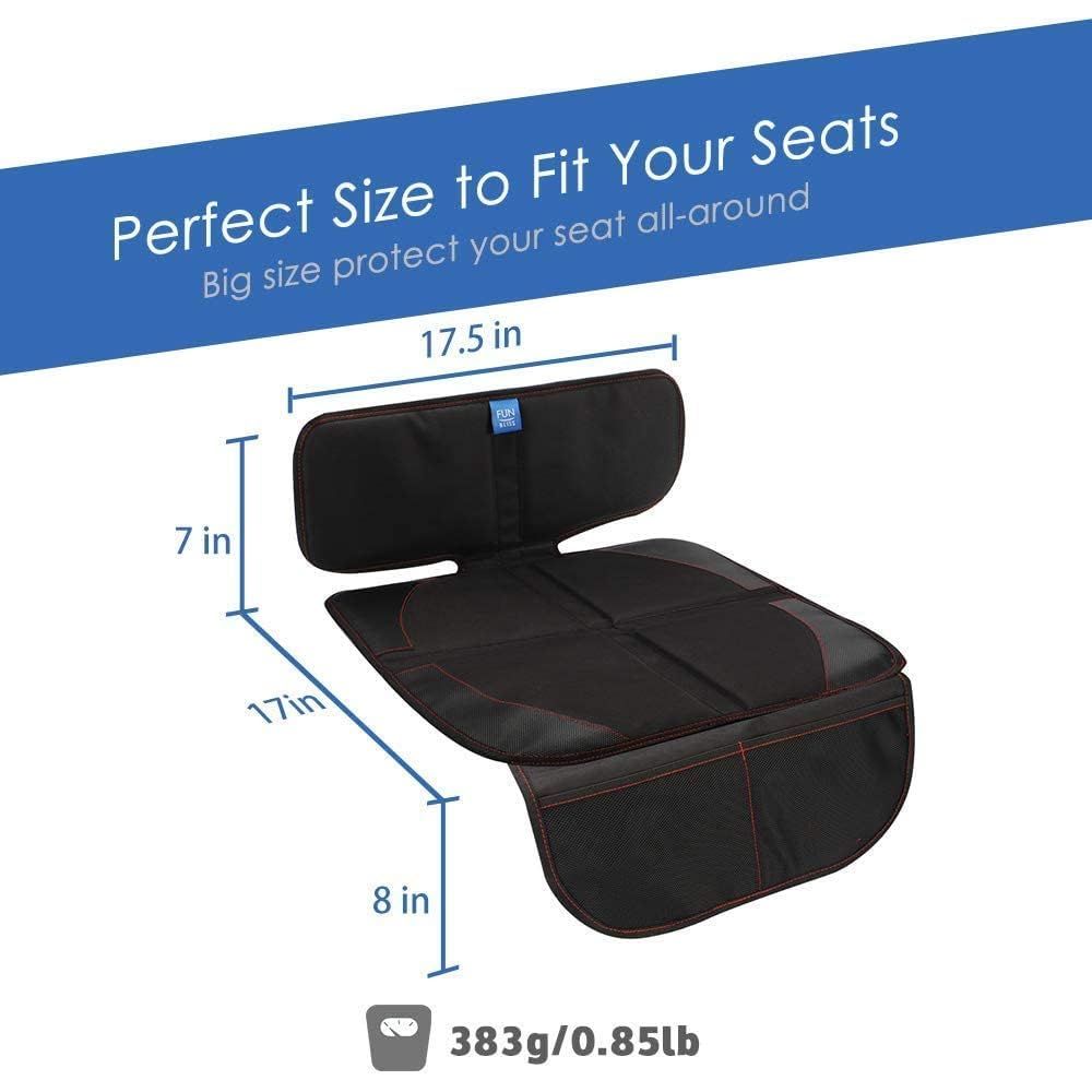 Buy now funbliss Car Seat Protector for Child Car Seat,Auto Seat Cover Mat for Under Carseat with Thickest Padding to Protect Leather & Fabric Upholstery,PVC Leather Reinforced Corners at indiglob india