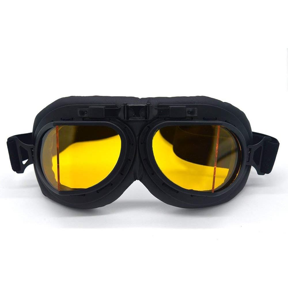 Buy now evomosa Motorcycle Goggles Vintage Pilot Style Cruiser Scooter Goggle Outdoor Sand Goggles Bike Racer Cruiser Touring Eyewear for Half Helmet Black Yellow at indiglob india