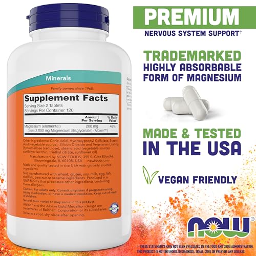 Buy now Now Foods Magnesium Glycinate, 240 Tablets - Supports Healthy Muscle and Nerve Functions - Non-GMO at indiglob india