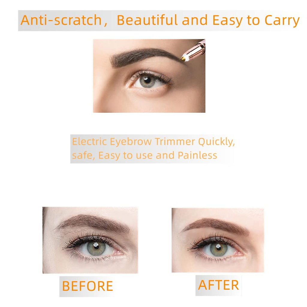 Women's Electric Eyebrow Hair Remover, LED Light, Stainless Steel Blade, Rechargeable, Anti-Allergenic, Multi-Functional, Clean Skin, No Pulling