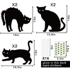 Halloween Decorations Outdoor, 6ct Black Cat Decor Yard Signs with Stakes, Scary Silhouette with Glow in Dark Eyes, Corrugated Plastic, Waterproof Lawn Decorations for Kids Family Home Party