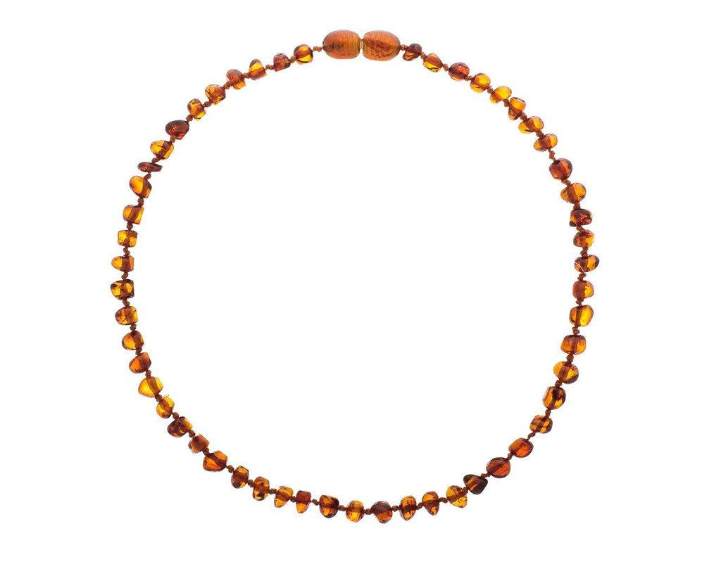 Baltic Amber Necklace - Authentic Cognac Baroque - Natural Comfort - 12.5 Inch - Screw Clasp