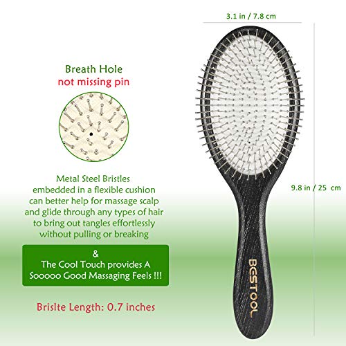 Buy now BESTOOL Hair Brush, Paddle Detangler Brush with Metal Bristles for Women/Men/Kids Detangling & Massaging, Anti Static, Best for All Hair Types Wet & Dry DailyUse at indiglob india