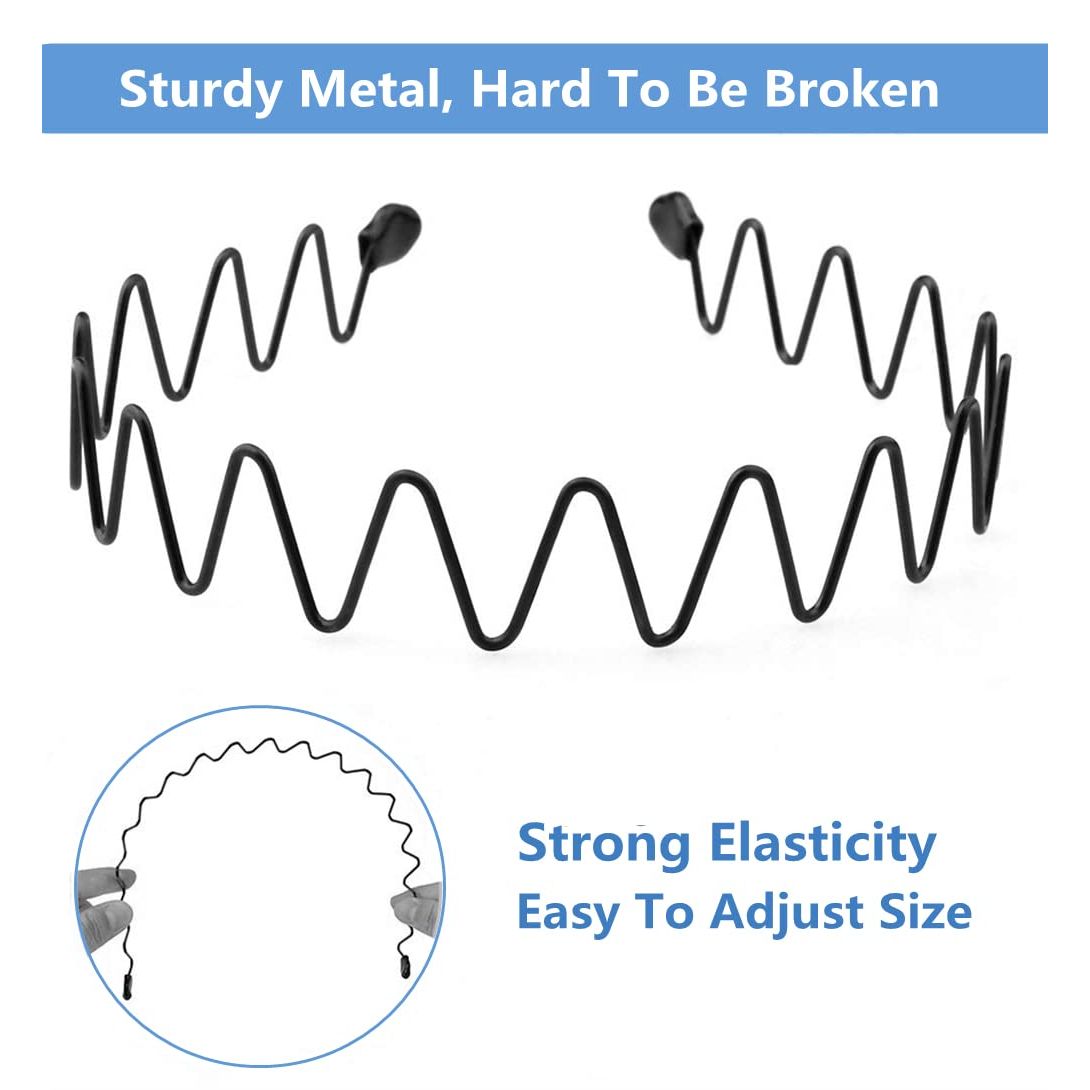 Buy now bodbop XINGZHE Metal Hair Band Men Headband Women's Fashion Hair Bands Elastic Stylish Sports Hairband Head Hoop with Non Slip Wavy Teeth, Black at indiglob india