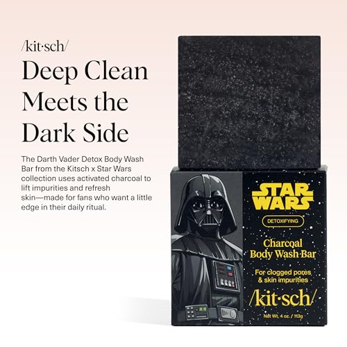 Buy now Kitsch Charcoal Soap Body Wash Bar x Star Wars Darth Æ’?? Detoxifying Bar Soap w/Activated Charcoal Æ’?? Gently Removes Excess Oil & Impurities, Clears Pores, Firms & Moisturizes Skin Æ’?? Made in USA - 4 oz at indiglob india