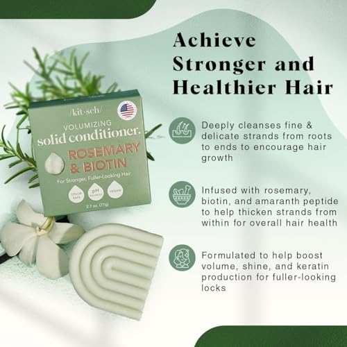 Buy now Kitsch Rosemary & Biotin Volumizing Hair Conditioner Bar for Hair Growth & Thickening â€“ Hydrating & Cleansing Hair Conditioner for Women & Men - Paraben, Silicone & Sulfate Free - Made in USA - 2.7 oz at indiglob india