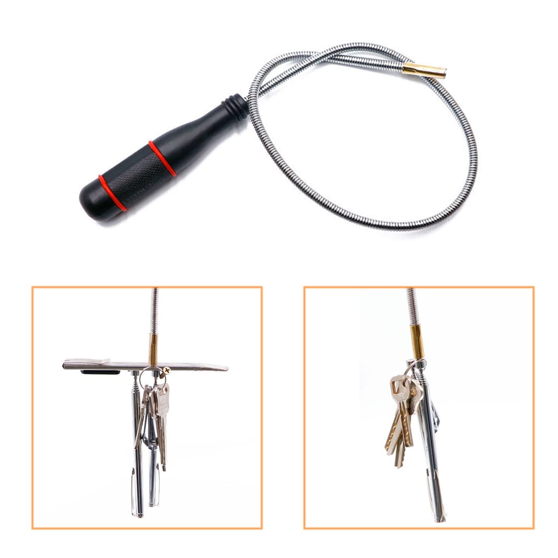 4 Pack Telescoping Magnet Pick-up Tool Set - Retrieving Pickup Tools，Extendable Pick Up Tools，Bendable Spring Magnet Stick，Flexible Extra Long Reach Bendable Curve Grabber with 4 Claws