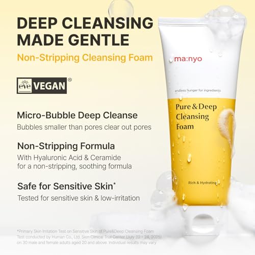 Buy now MANYO Pure & Deep Cleansing Foam, Facial Cleanser, for Double Cleansing, Pore Cleaner, Blackhead Remover, Acne Face Wash, Korean Skin Care, 6.7 fl oz (200ml) at indiglob india
