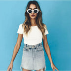 Buy now My Shades - White Oval Round Sunglasses Thick Bold Retro Clout Goggles (White, Smoke), Large at indiglob india