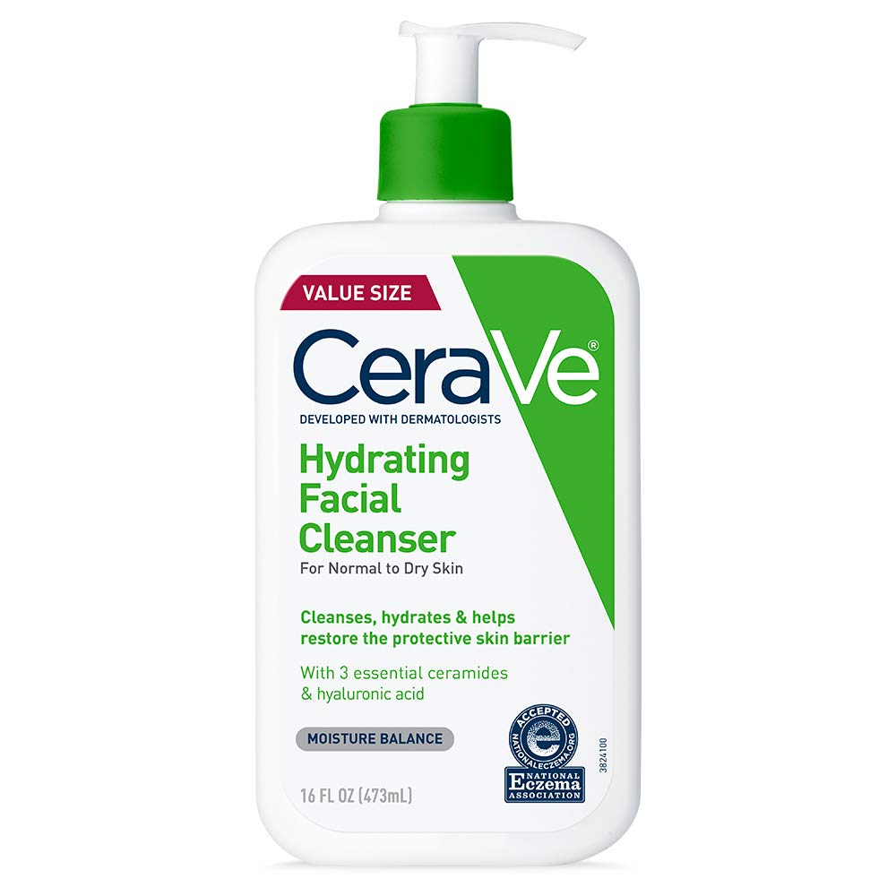 Buy now CeraVe Hydrating Facial Cleanser, Moisturizing Face Wash For Dry Skin, Hyaluronic Acid + Ceramides + Glycerin, Hydrating Cleanser For Normal To Dry Skin, National Eczema Association Certified 16 Fl Oz (Bottle) at indiglob india