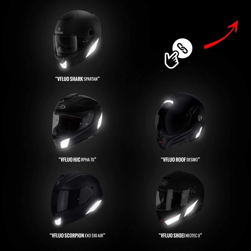 Buy now VFLUO - Kit 4 Retro Reflective Stripes Stickers for Mortorcyle Helmet - Stickers Approved to FR Dimension - High Visibility, 3M™ Technology - Discreet and design - Maximum Grip at indiglob india