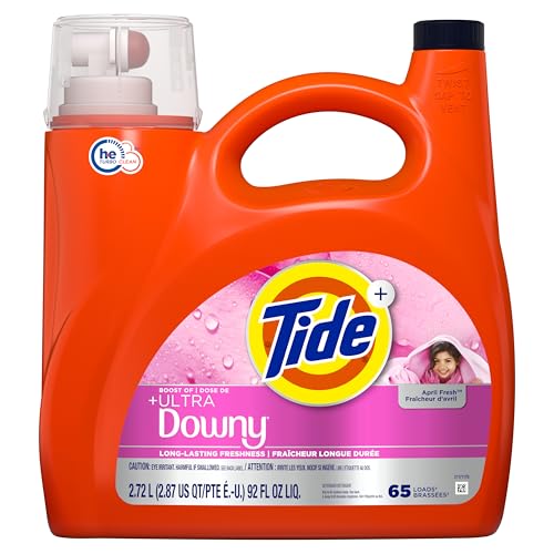 Buy now Tide Plus Boost of Ultra Downy Liquid Laundry Detergent, April Fresh Scent, 92 fl oz, 65 Loads, Laundry Detergent Liquid with Long-Lasting Freshness at indiglob india