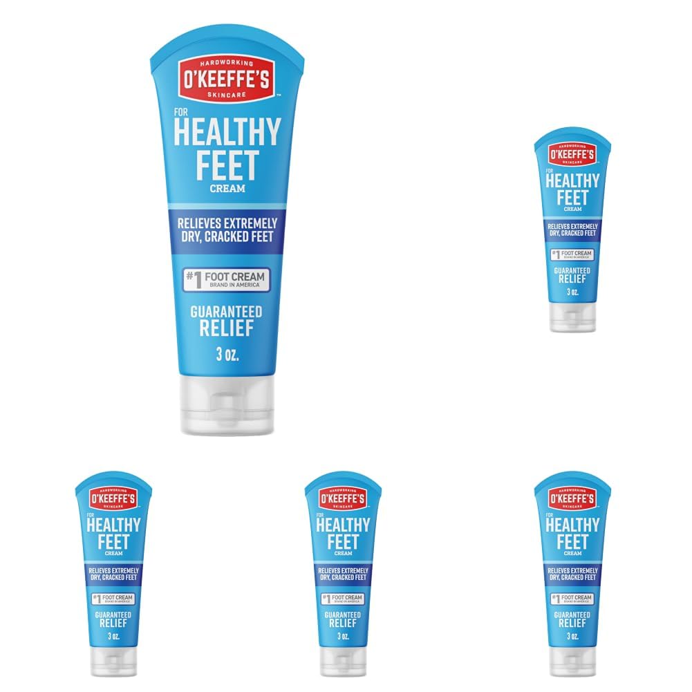 O'Keeffe's for Healthy Feet Foot Cream, 3 oz Tube, 2-Pack, Non-Greasy | for Extremely Cracked, Dry Feet, Hypoallergenic, Unscented, Instantly Boosts and Retains Moisture Levels