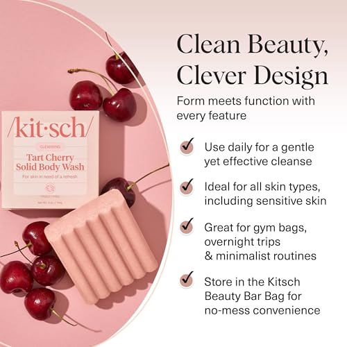 Buy now Kitsch Cleansing Tart Cherry Soap Bar with Refreshing Scent - Eco-Friendly Body Wash Women Love - Cherry Solid Bar Soap for Daily Use - Silicone, Sulfate and Paraben Free, Made in USA - 4oz at indiglob india