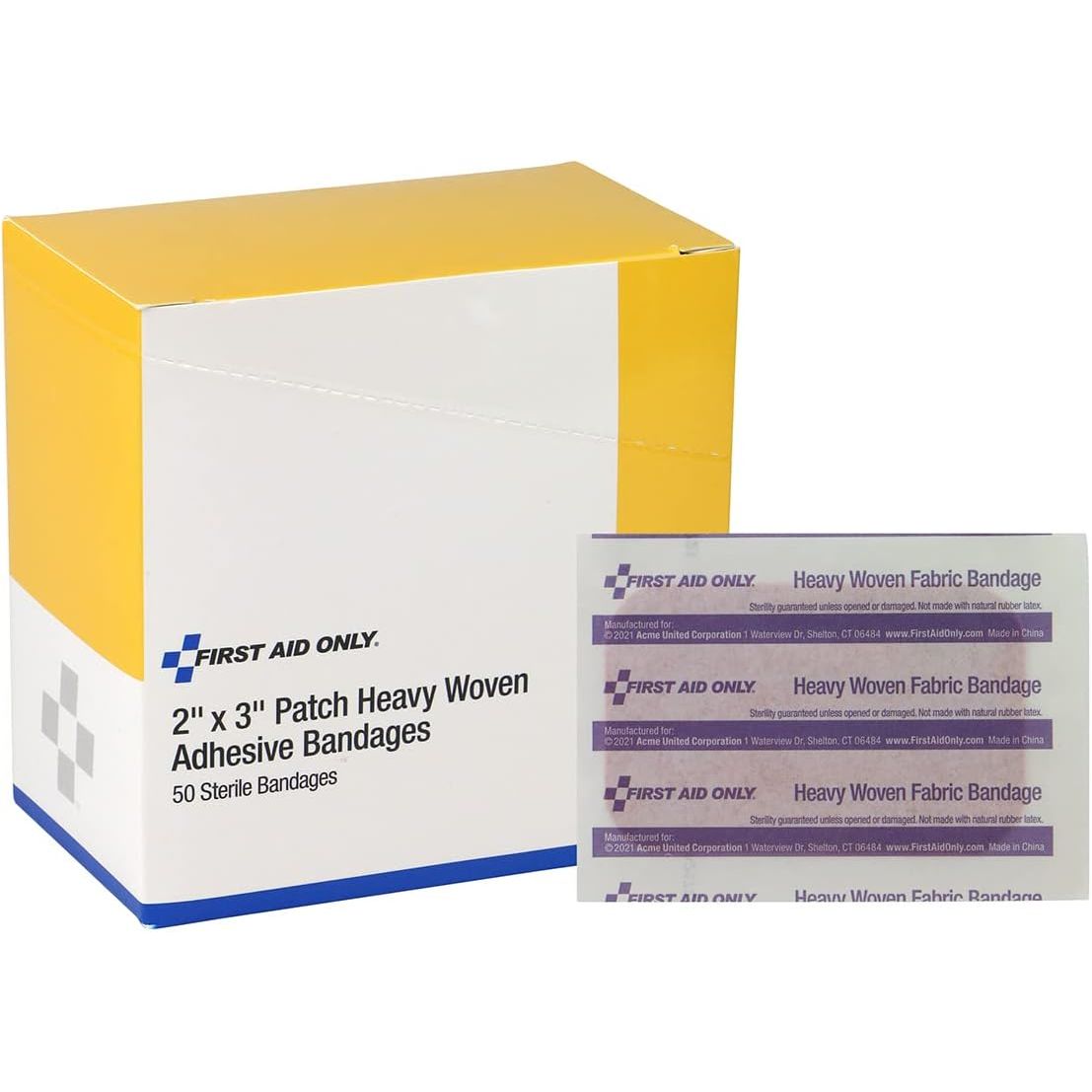 Buy now First Aid Only 1-750 Heavy Woven Fabric Adhesive Bandages, 2" x 3" Extra Large, 50 Count at indiglob india