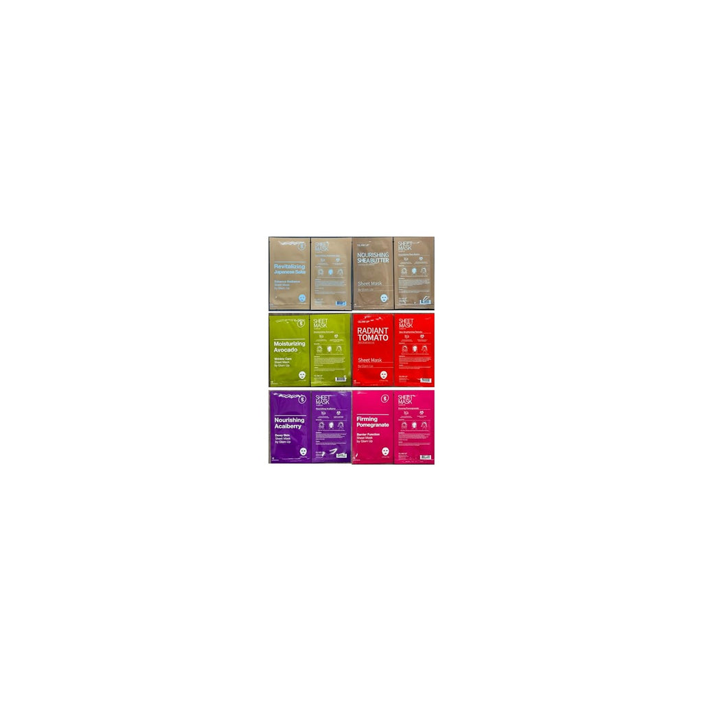 Buy now GLAM UP Korean Facial Sheet Mask 12 Combo Pack | Hydrating & Moisturizing Face Mask for Glass Skin | Soothing Korean Skincare for Sensitive, Dry Skin | Bulk Face Masks Gift Set for Home Spa at indiglob india