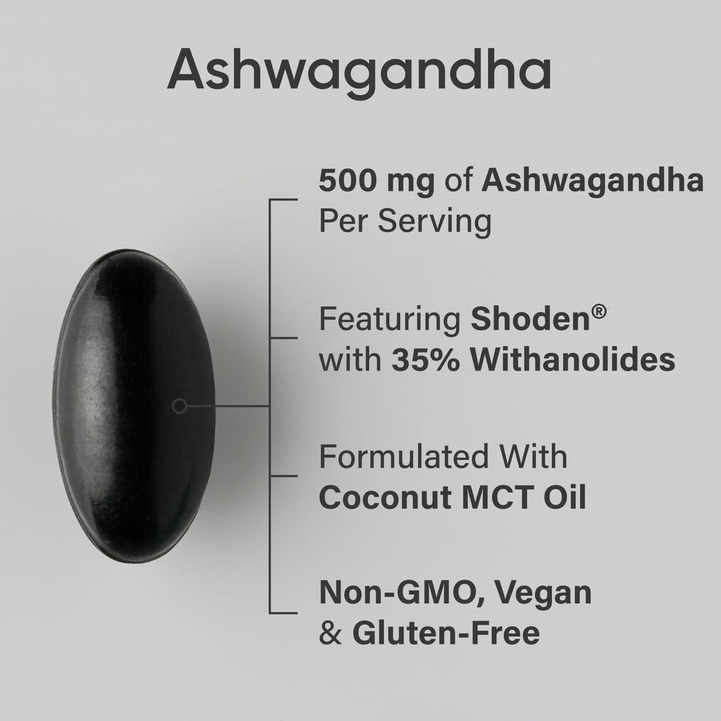 Sports Research® Ashwagandha w/Coconut MCT Oil, 120 Softgels | Natural Ayurvedic Adaptogen w/ Shoden® Ashwa for Relaxation, Calm & Sleep Support, 60 Servings