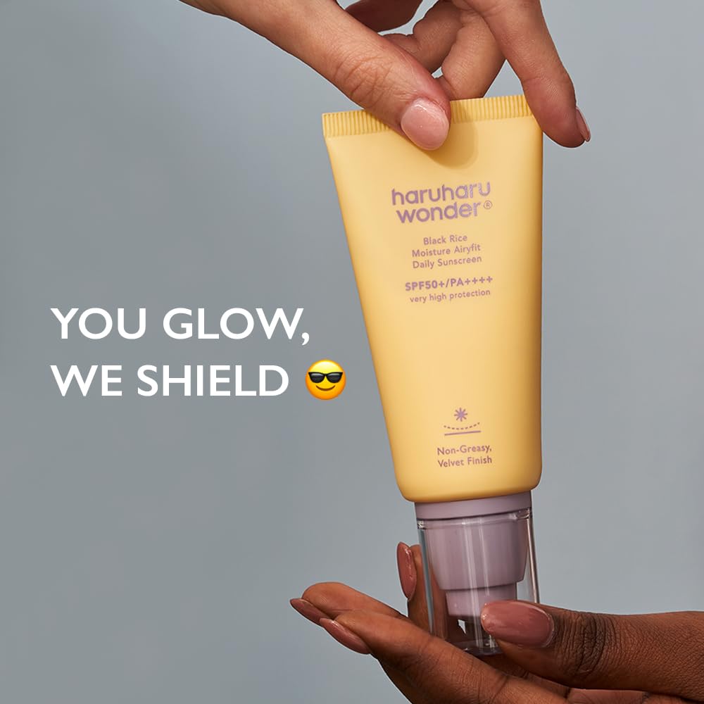 haruharu Black Rice Moisture Airyfit Daily Sunscreen SPF50+ 1.69 fl.oz. | No White Cast, Lightweight Application, Hydrating, Hyaluronic Acid, Ceramide, Sensitive Skin, Korean Skin care