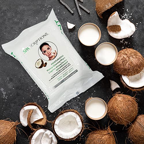 Buy now Spascriptions™ Anti-Aging, Brightening, Moisturizing & Pore Refining Towelettes Removes Waterproof Makeup, Revives with Collagen, Vitamin C, Coconut Oil, and Aloe Hypoallergenic, 120 Ct. 4 Pack at indiglob india