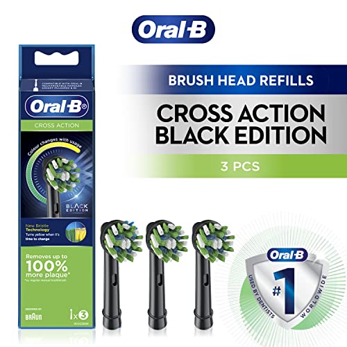 Buy now Oral-B Cross Action Electric Toothbrush Replacement Brush Heads, Black, 3 Count (Pack of 1) at indiglob india