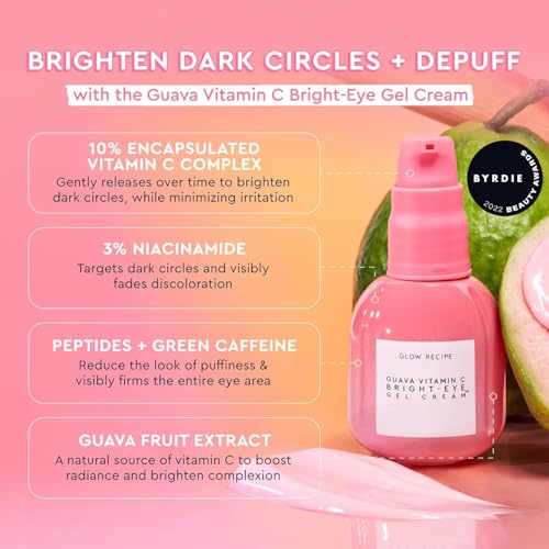 Buy now Glow Recipe Guava Brightening Korean Skincare Gift Set - Vitamin C Under Eye Cream Treatment + Hydrating Vitamin C Dark Spot Face Serum with Niacinamide & Peptides, Travel Size (2 Count) at indiglob india