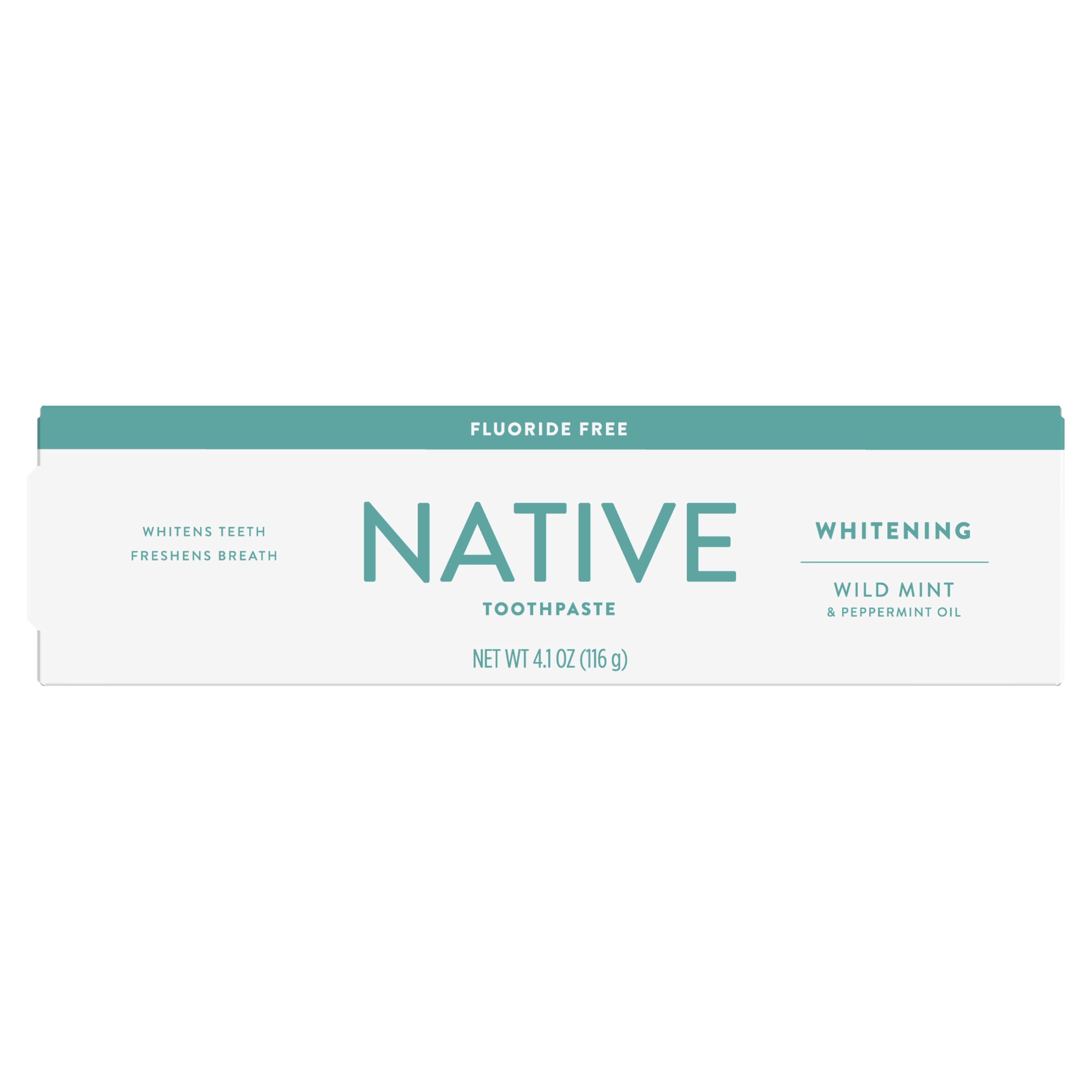 Buy now Native Fluoride Free Toothpaste, Whitening - for Adult, Kids 2+ Oral Care - Wild Mint & Peppermint Oil Flavor, 4.1oz (Pack of 3) at indiglob india