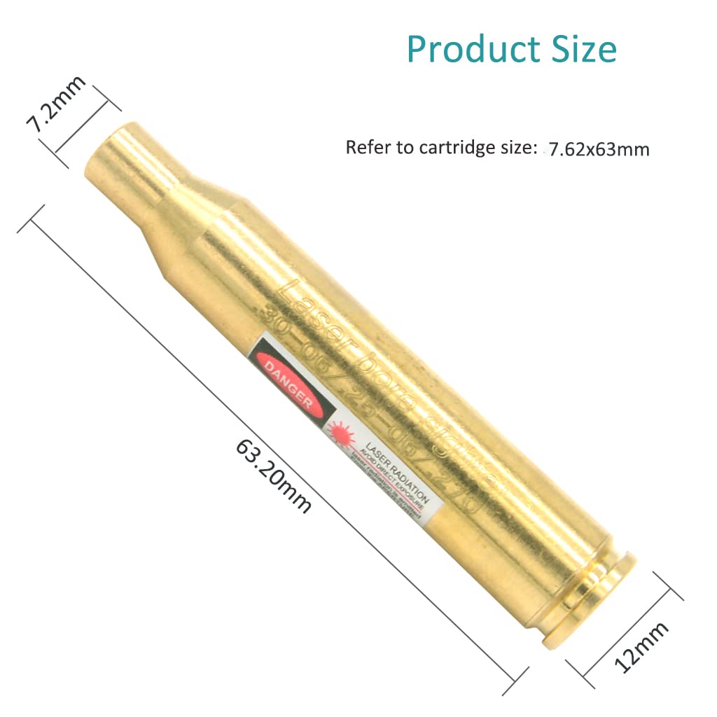 .30-06/25-06/270 Bore Sight Laser Red Dot Cartridge Laser bore Sighter with 2 Sets of Batteries
