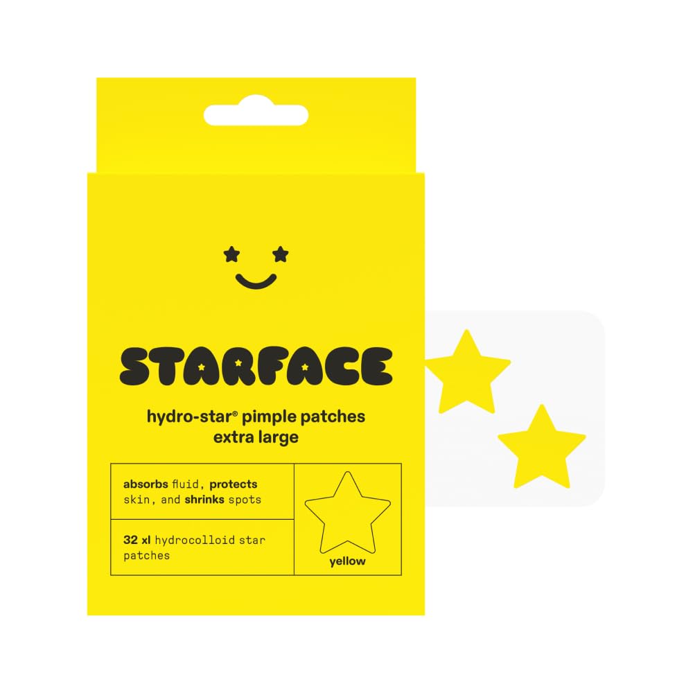 Buy now Starface Party Pack BIG PACK Hydro-Stars, Colorful Hydrocolloid Pimple Patches, Absorb Fluid and Reduce Redness, Cute Star Shape (96 Count) XL Yellow Hydrocolloid Stars at indiglob india