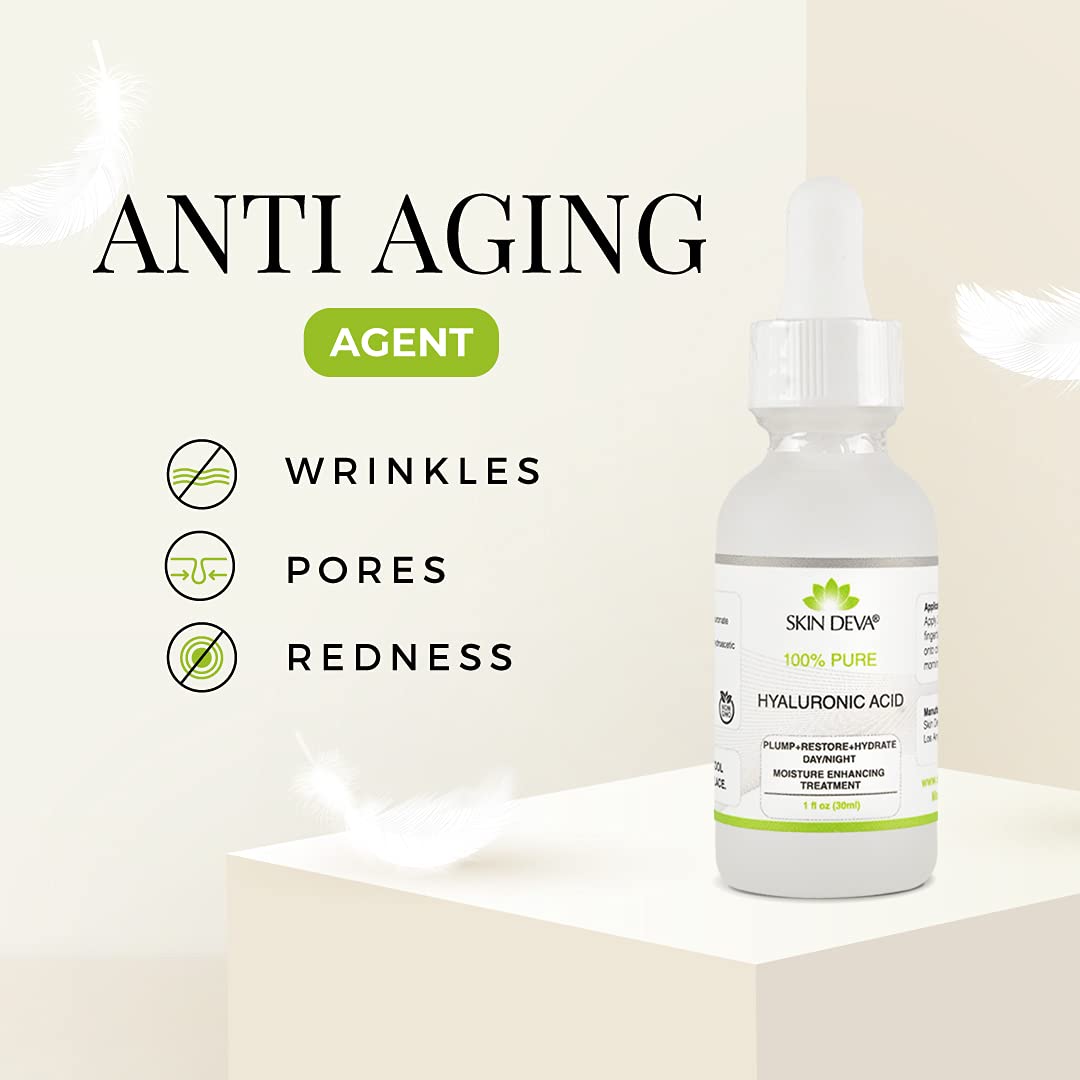 Buy now SKIN DEVA 100% Pure Hyaluronic Acid Serum For Face 1 oz of Discoloration Correcting Serum Anti Aging Anti Wrinkle Acid Locks in Essential Moisture Keeps Skin Hydrated Facial Serums For All Skin Types at indiglob india