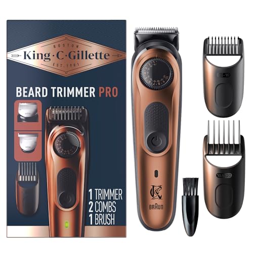 Buy now King C. Gillette Beard Trimmer PRO with 40 beard length settings in precise 0.5mm steps, cordless design & 1 trimmer, 1 brush, 2 combs, 1 charger and 1 T-blade at indiglob india