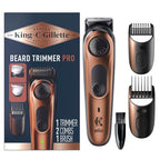 Buy now King C. Gillette Beard Trimmer PRO with 40 beard length settings in precise 0.5mm steps, cordless design & 1 trimmer, 1 brush, 2 combs, 1 charger and 1 T-blade at indiglob india