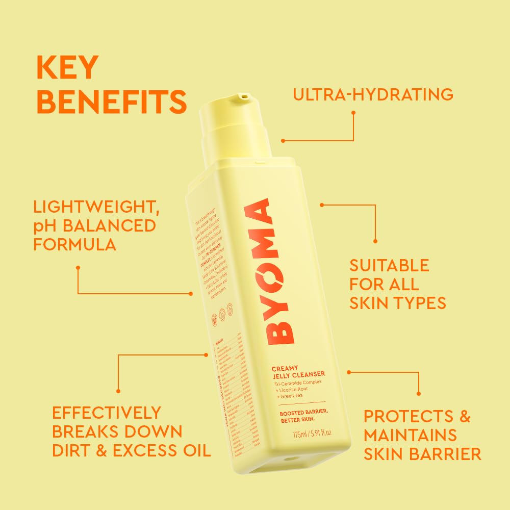 BYOMA Creamy Jelly Cleanser | Hydrating Face Wash with Ceramides, Soothing Formula, No Oily Residue, Fragrance Free, for All Skin Types