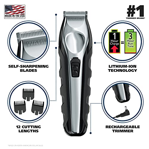 Buy now Wahl USA Lithium Ion Total Beard Trimmer for Men with 11 Guide Combs for Easy Trimming, Detailing, & Grooming – Model 9888 at indiglob india