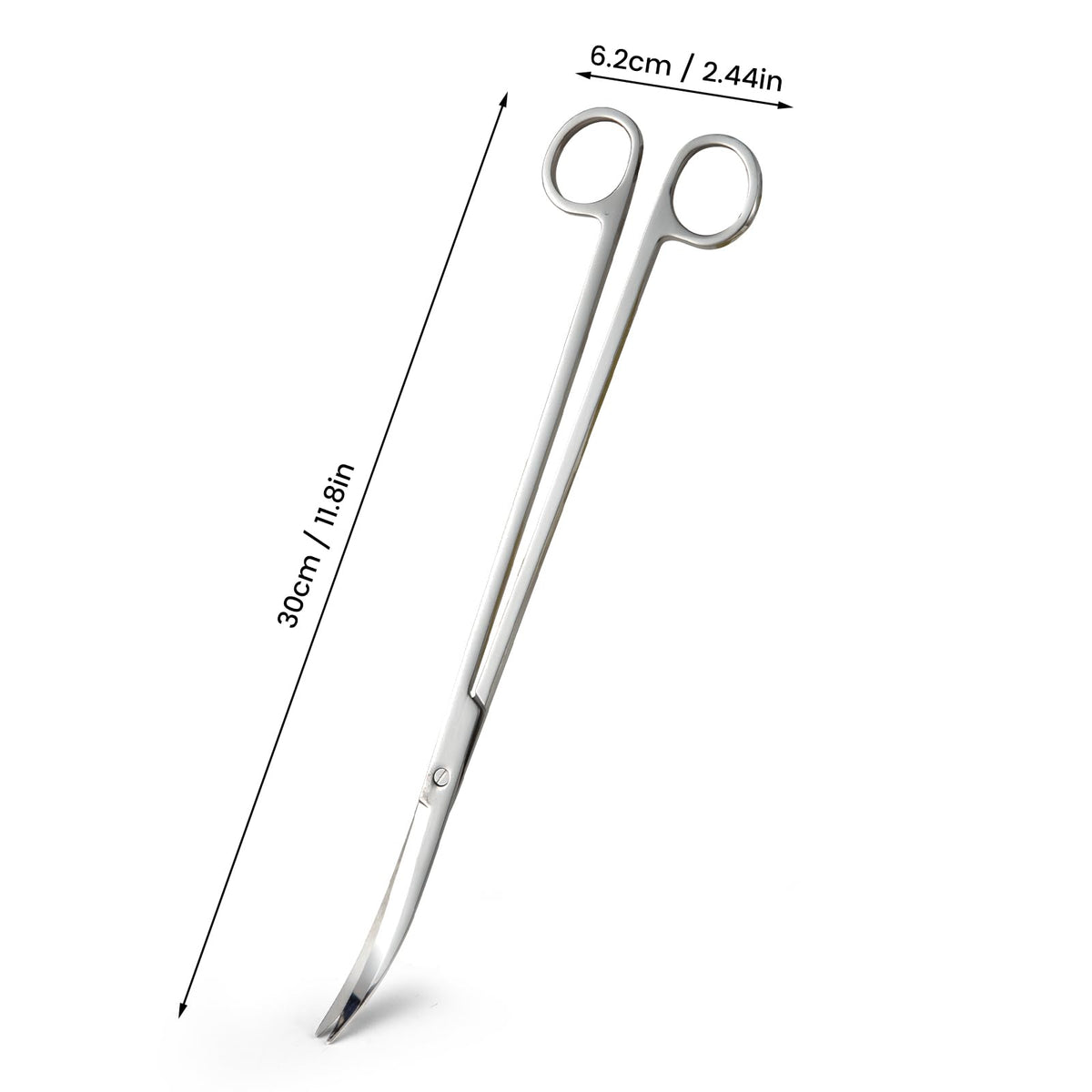 12" Stainless Steel Aquarium Scissors, Curved Long Aquatic Plant Trimming Scissors for Aquascaping, Fish Tank & Terrarium Maintenance in Fresh & Salt Water (Silver)