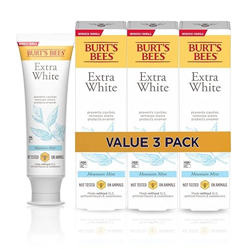 Buy now Burt's Bees Extra White Toothpaste, Fluoride Toothpaste, Natural Flavor, Mountain Mint, 4.7 oz, Pack of 3 at indiglob india