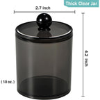 Buy now SheeChung 2 Pack of 10 Oz. Small Clear Plastic Apothecary Jar - Qtip Dispenser Holder Bathroom Vanity Storage Canister Acrylic Jar for Cotton Balls/Swabs/Rounds,Q-tips (Black) at indiglob india