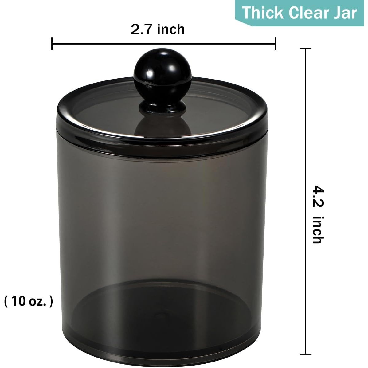 Buy now SheeChung 2 Pack of 10 Oz. Small Clear Plastic Apothecary Jar - Qtip Dispenser Holder Bathroom Vanity Storage Canister Acrylic Jar for Cotton Balls/Swabs/Rounds,Q-tips (Black) at indiglob india
