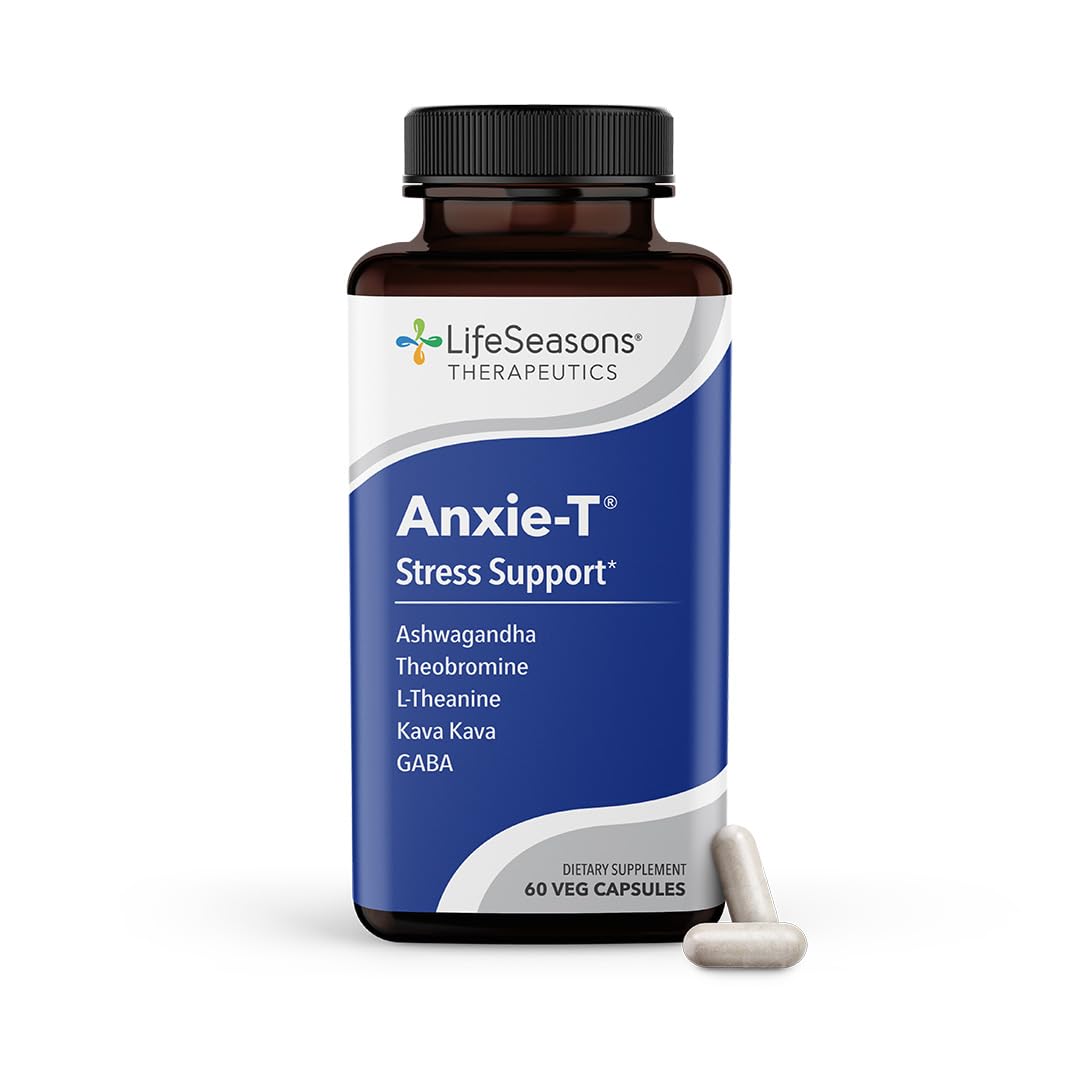 Anxie-T - Stress Relief Supplement - Supports Mood & Mental Focus - Feel Calm and Relaxed - Eases Tension & Nervousness - Ashwagandha, Kava Kava, GABA & L-Theanine - 120 Capsules