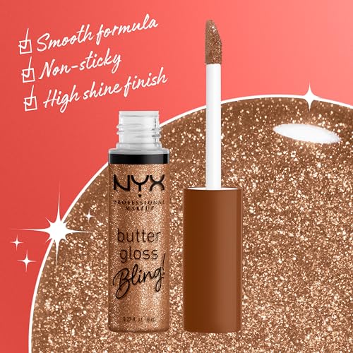 Buy now NYX PROFESSIONAL MAKEUP Butter Gloss Bling Lip Gloss, Non Sticky and Shiny Vegan Lip Makeup - Shimmer Down at indiglob india