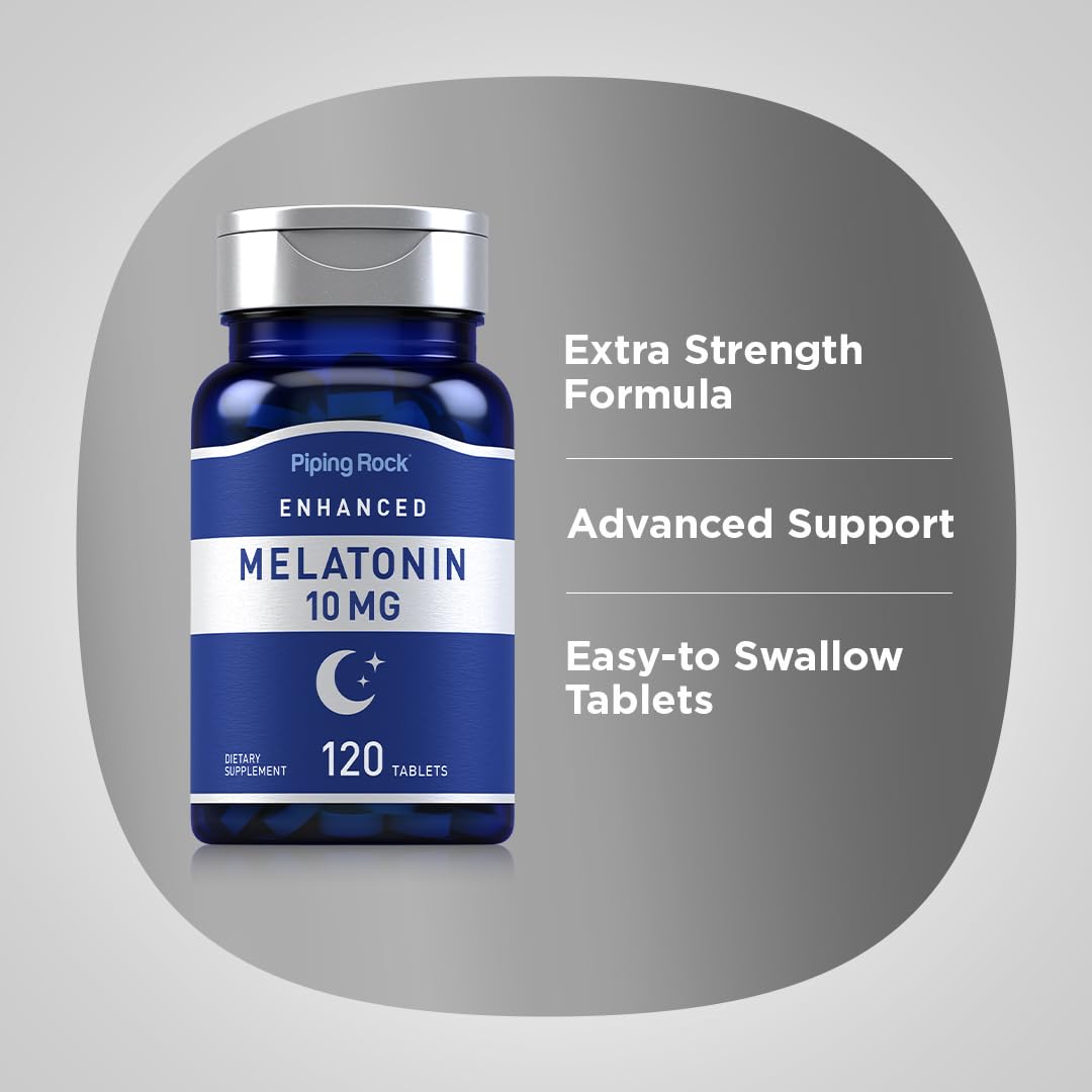 Piping Rock Melatonin 10mg | 120 Tablets | with L-Theanine