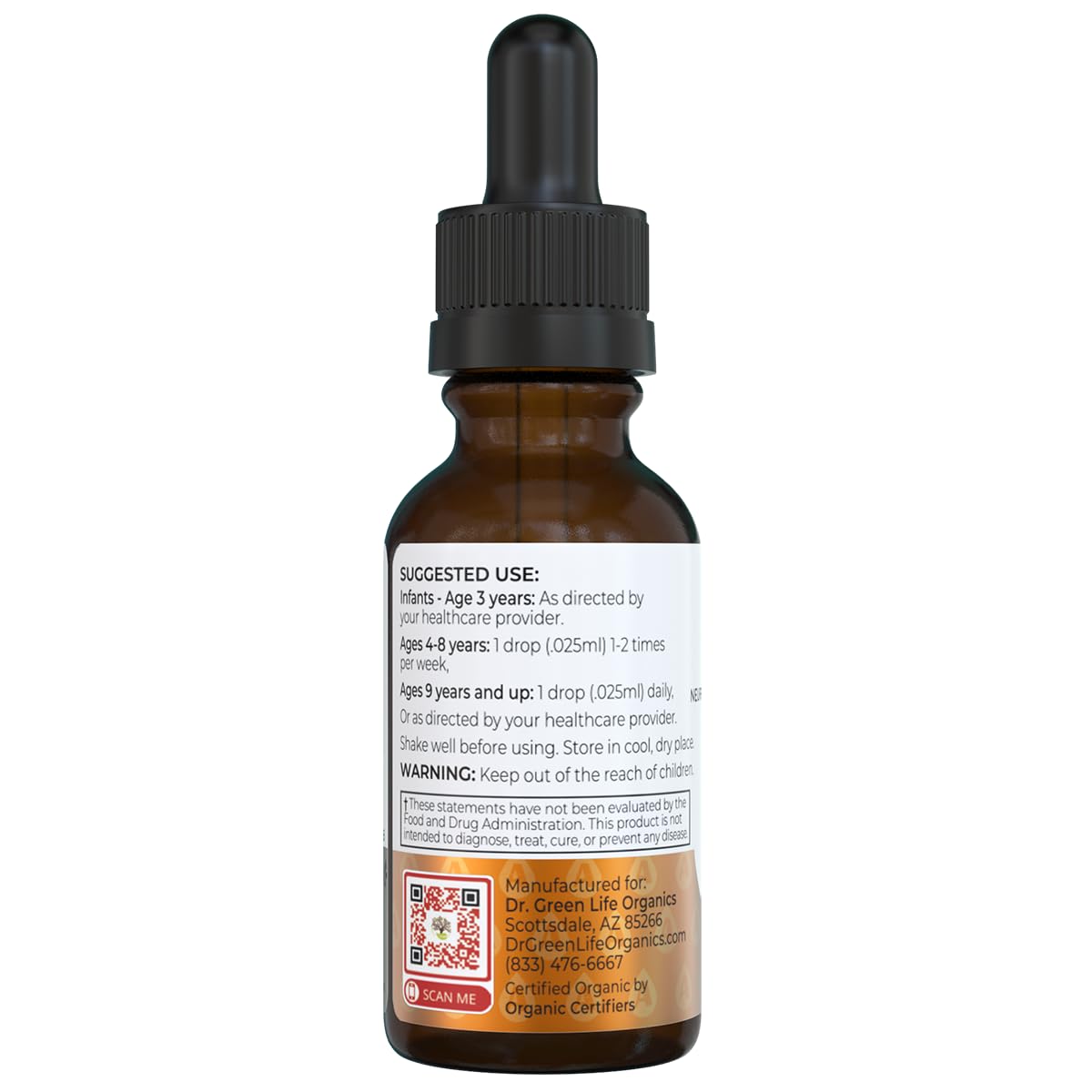 Dr. Green Mom Mega Vitamin A Liquid Drops | 1500 mcg RAE Per 1 Drop, 1180 Servings Per Bottle | Certified Organic, Non-GMO in Organic MCT Oil | Retinyl Palmitate | Infants, Kids & Adults | 1 fl oz