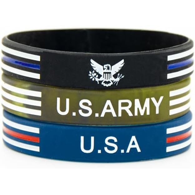 Buy now American Flag Rubber Bracelets Silicone Wristbands for Department,Officers,Veterans,American Patriots, Army fans Sport Fans Wearing and Special Gifts for Independence day,Parties,Events at indiglob india