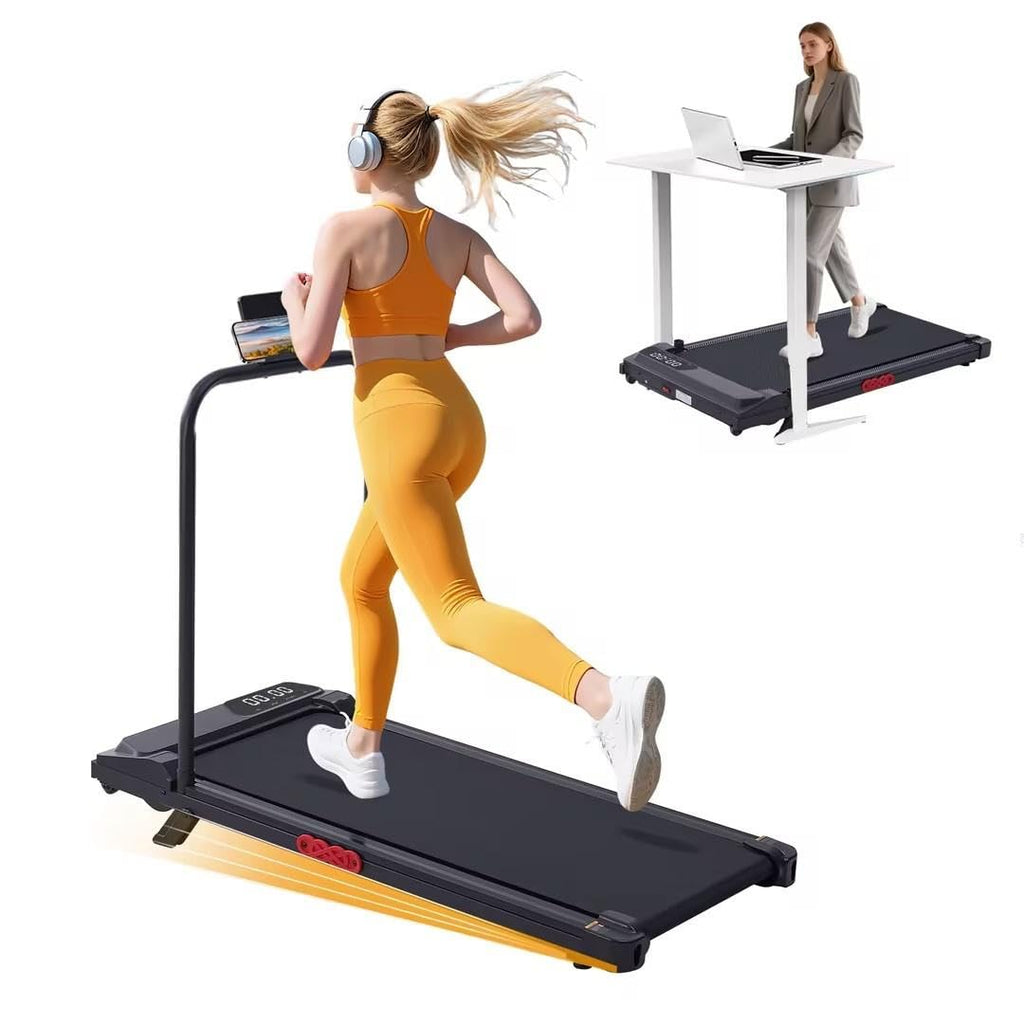 KASSADIN Electric Walking Pad Treadmill with Handle Bar Incline for Home