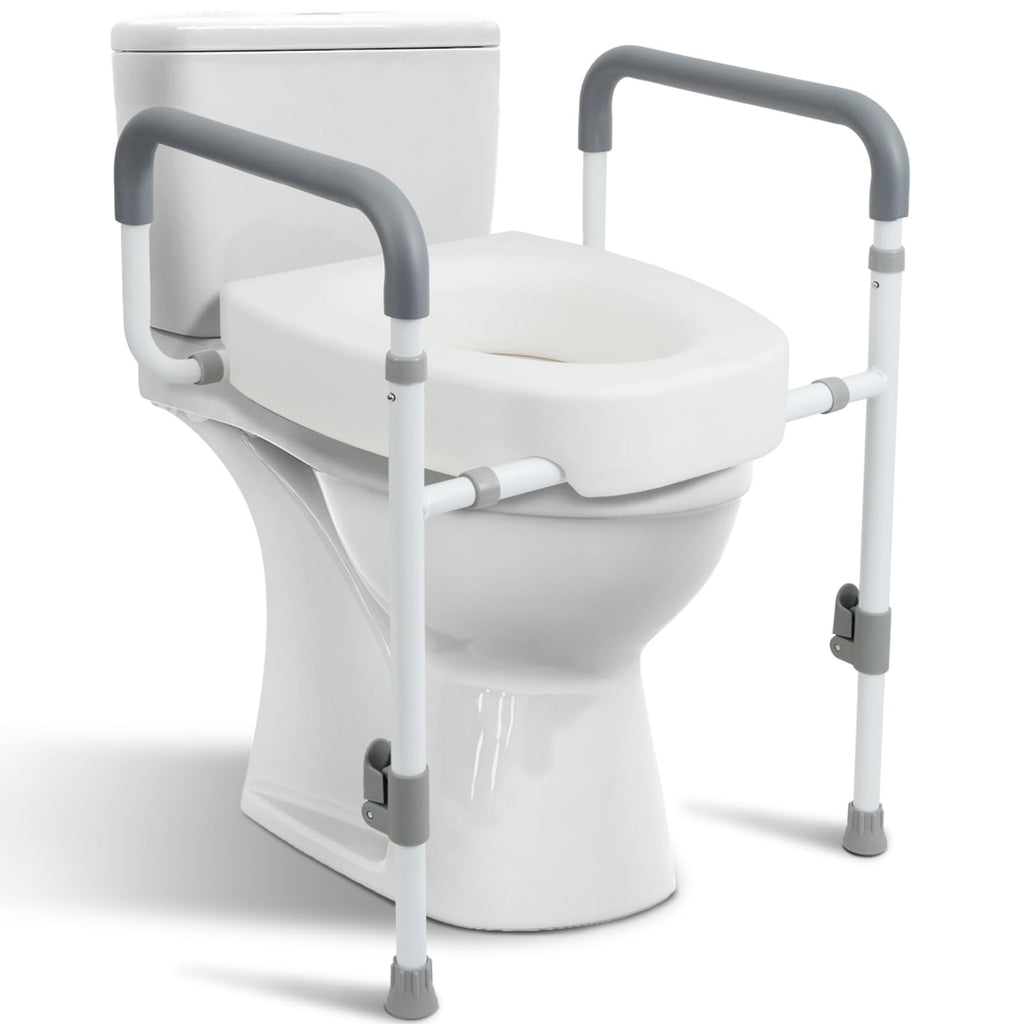 Toilet Seat Risers for Seniors with Handles, 3.5-inch Rise